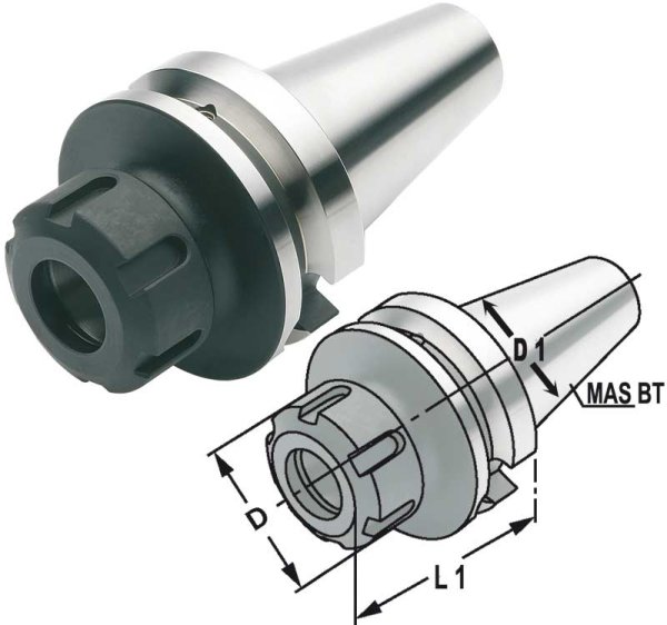 Mandril de boquilla, MAS BT40-ER40 - Accesorios para centros de mecanizado CNC