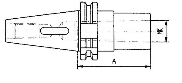 reducing adaptor, tang type DIN 69871, SK 40 / MT2 - Tool mount for Morse taper tools for machining centers