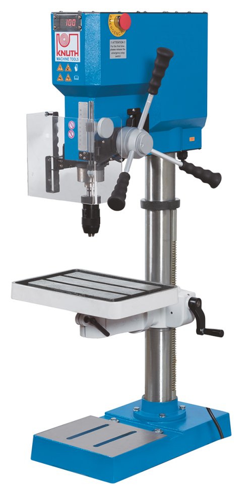 DTM-12 - Bench-type drill press with integrate motorized spindle drive and infinitely variable speed, high drilling capacity and tapping function