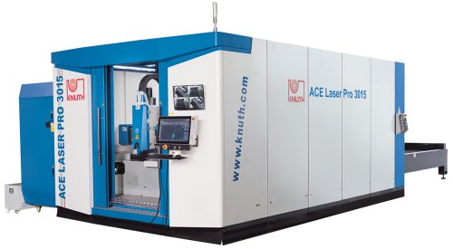 ACE Laser PRO - Vysoce výkonný vláknový laserový řezací systém s výměnným stolem, širokým rozsahem obrábění a výkonu, s plynovou konzolí a filtračním odsáváním