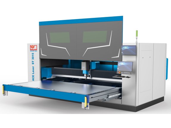 ACE.Laser ST 3015 1.5R - Faserlaser Schneidanlage für Großformat-Tafeln mit herausziehbarem Tisch, breitem Bearbeitungs- und Leistungspektrum, Gaskonsole und Filteranlage