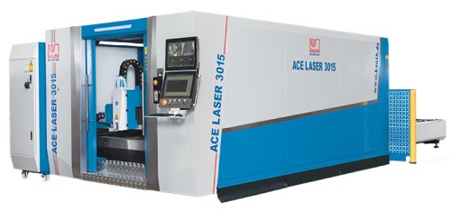 ACE Laser 3015 2.0 IPG - Sistema di taglio laser a fibra con tavola intercambiabile, ampia gamma di lavorazioni e prestazioni, console gas e impianto di aspirazione con filtro
